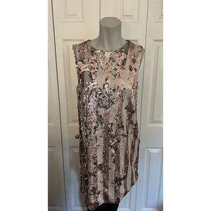 Nine Minutes Pink & Silver Sleeveless Knee Length Sequin Dress Size 1